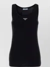 Prada Midnight Blue Cotton Tank Top In Black