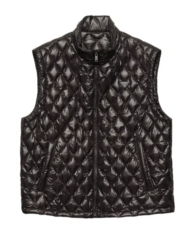 Prada Sleeveless Cotton Vest In Black