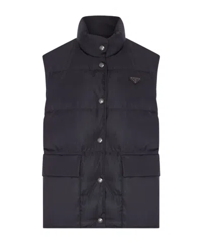 Prada Sleeveless Cotton-padded Jacket In Black
