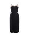 Prada Lace Detailed Midi Dress With Side Slit In Black