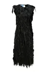 Prada Black Ribbon-detail Midi Dress In Black