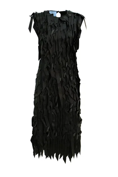 PRADA PRADA FRINGED DETAILED SLEEVELESS MINI DRESS