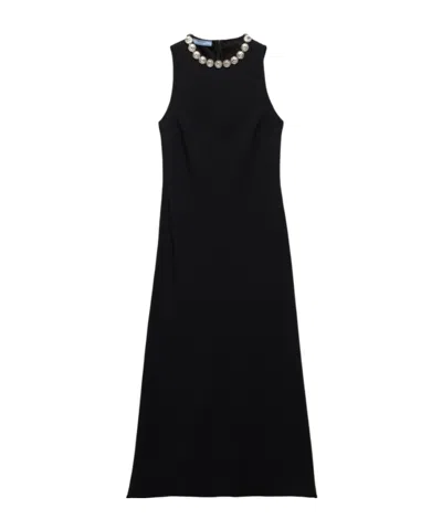 PRADA PRADA EMBELLISHED SLEEVELESS MIDI DRESS