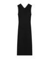 Prada Lace-trimmed Interlock Midi Crepe Dress In Black