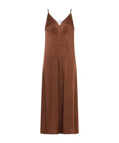 Prada Satin Crepe Dress In Brown