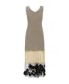 Prada Sleeveless Floral-embroidered Knit Dress In Nude