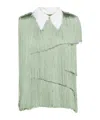 Prada Fringed Organza Blouse In Green