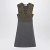 Prada Shetland Mouline Cashmere V-neck Dress In Gray