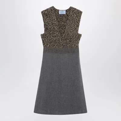 Prada Sleeveless Grey Wool And Cashmere Dress In Multi