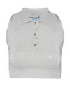 Prada Lurex Knit Crop Top In White