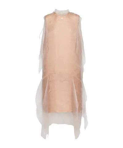 PRADA PRADA LAYERED SLEEVELESS DRESS