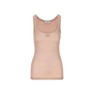 Prada Sleeveless Logo Top In Pink