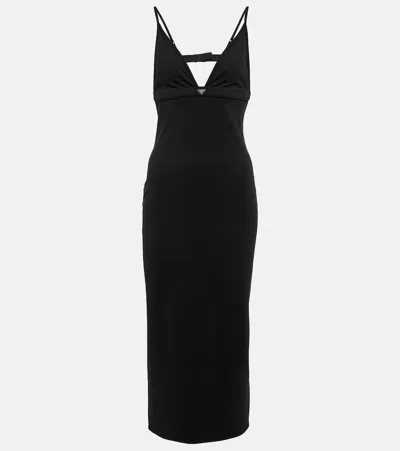 Prada Sleeveless Midi Dress In Nero