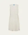 Prada Sleeveless Pleated Ponge Silk Midi Dress