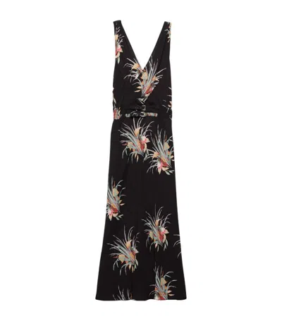 Prada Print Viscose Midi Dress In Black