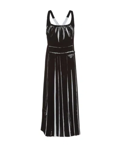 PRADA SLEEVELESS PRINTED SABLÉ DRESS
