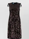 Prada Sleeveless Sequin Embellished Dress And Bow In Brown