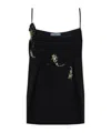 Prada Jewel-embellished Pleated Top In Black