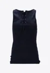 Prada Sleeveless Top With Front-laces In Blue