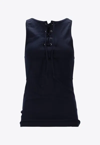 Prada Sleeveless Top With Front-laces In Blue