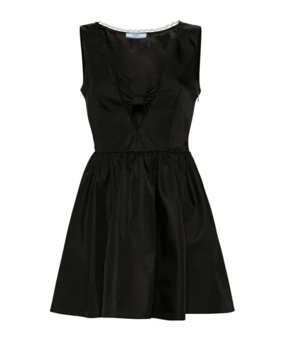 PRADA RE-NYLON BOW-DETAIL MINI DRESS