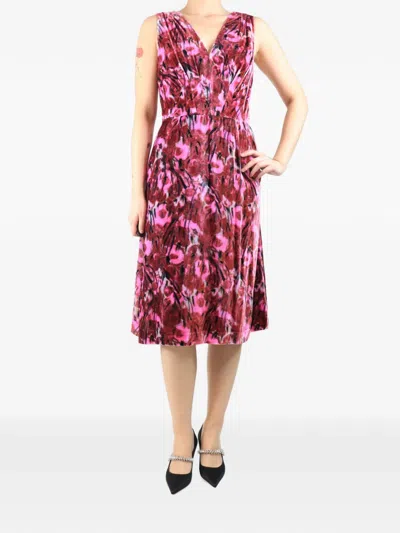 Pre-owned Prada Sleeveless Velvet Midi Dress In Pink