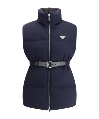 Prada Flannel Down Vest In Multi