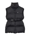 Prada Womens Grey Branded High-neck Wool-down Gilet In Black