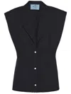 Prada Single-breasted Wool Vest In Blue