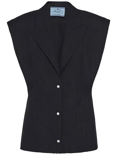 PRADA SLEEVELESS WOOL BLAZER