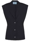 Prada Single-breasted Wool Vest In Navy