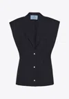 Prada Sleeveless Wool Blazer In Navy