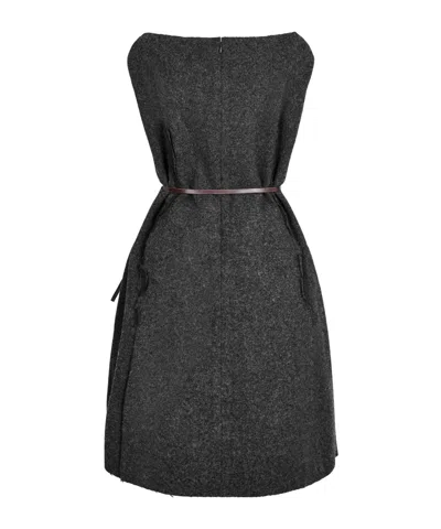 Prada Sleeveless Wool Dress In Gray