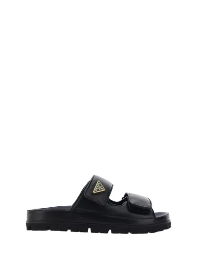 Prada Slide Sandals In Black