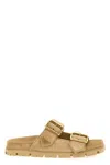 Prada Women Sand Suede Slippers In Brown