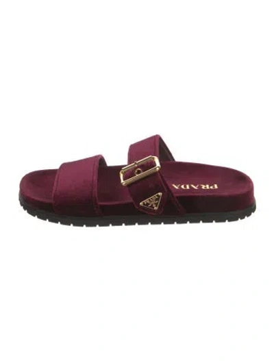 Pre-owned Prada Slides In Burgundy