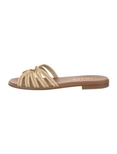 Pre-owned Prada Slides W/ Tags In Neutrals