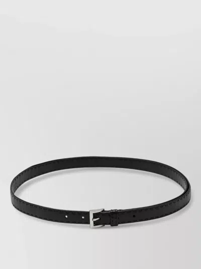 Prada Slim Belt Lightweight Design Stitched Detailing In Metallic