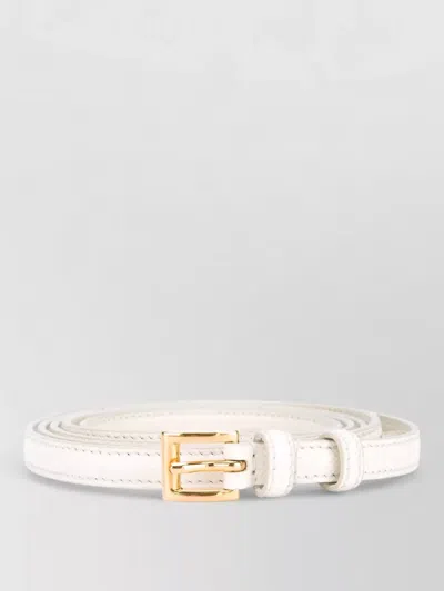 Prada Slim Calf Leather Belt Adjustable Length In White