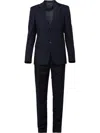 Prada Single-breasted Wool Blend Suit In Blue