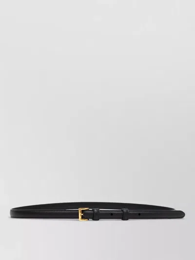 Prada Slim Saffiano Leather Belt Adjustable Length In Black