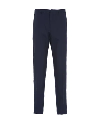 Prada Sling-inserted Bag Casual Trousers In Blue
