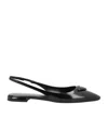 Prada Slingback Flat Sandals In Black