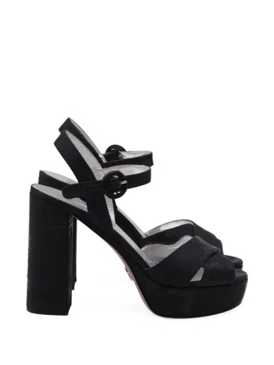 Pre-owned Prada Slingback Platform Pumps In Black