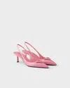 Prada 55mm Triangle-logo Slingback Pumps In Pink