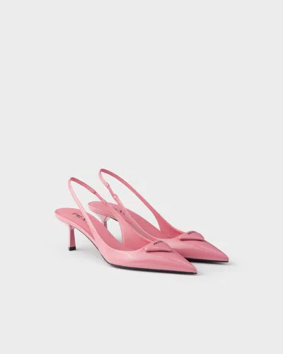 Prada 55mm Triangle-logo Slingback Pumps In Pink
