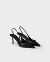 Prada (wmns)  Patched Logo Brushed Leather Slingback Heels 'black'