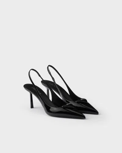 Prada Patent Leather Slingback Pumps In Black