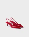 Prada Slingback-pumps Aus Lackleder In Red