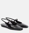 Prada Mary Jane Patent Pointy-toe Slingback Ballerina Flat In Schwarz